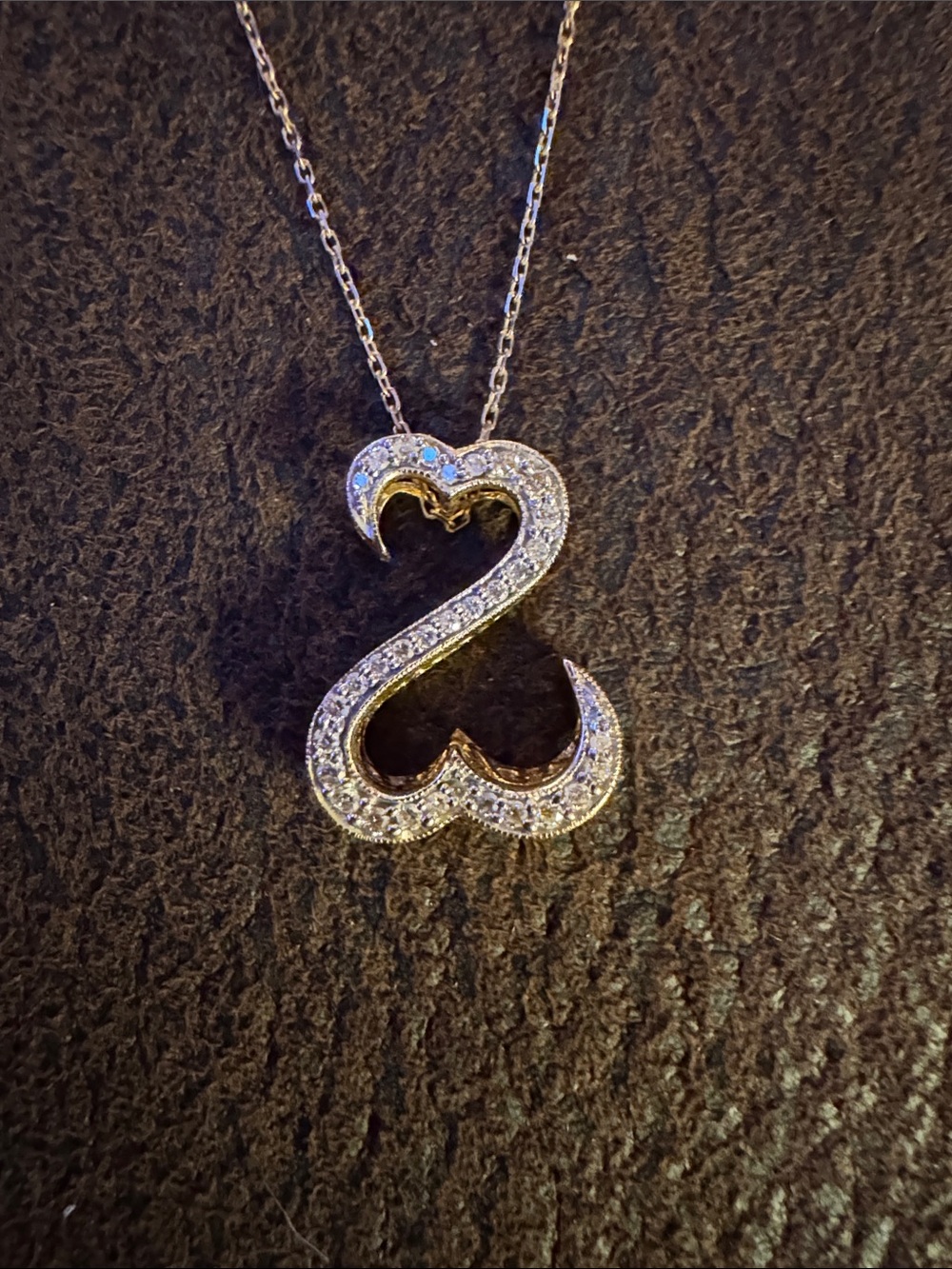 14k Yellow Gold Open Heart Necklace